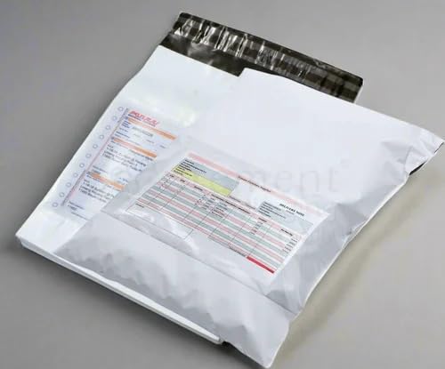 10x14+2 Inch Premium Tamper-Proof Courier Bags, White Plastic Mailing Envelopes with POD, Security Packaging Material