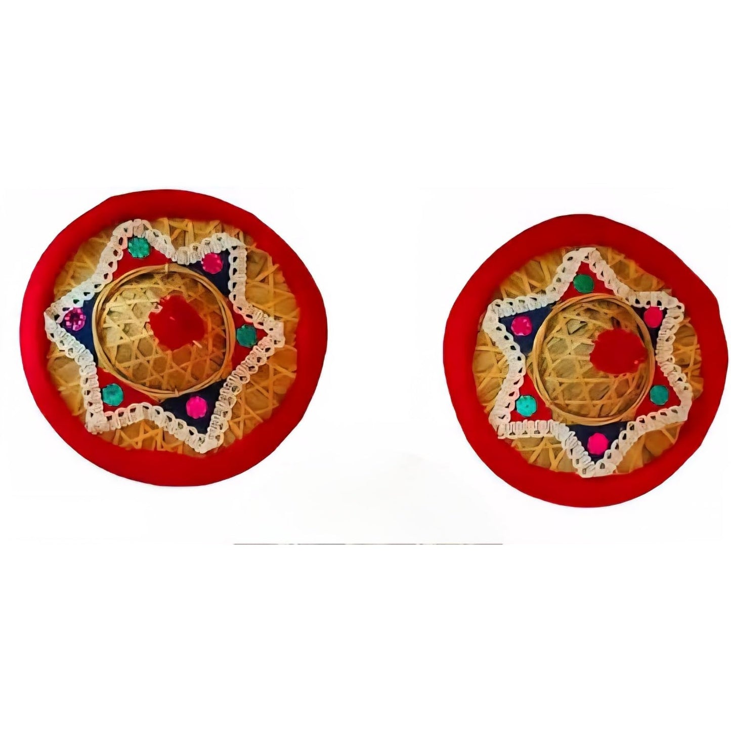 Assamese Japi Wall Decor, Traditional Bamboo Hat Design, 5-7 inches, Pack of 2